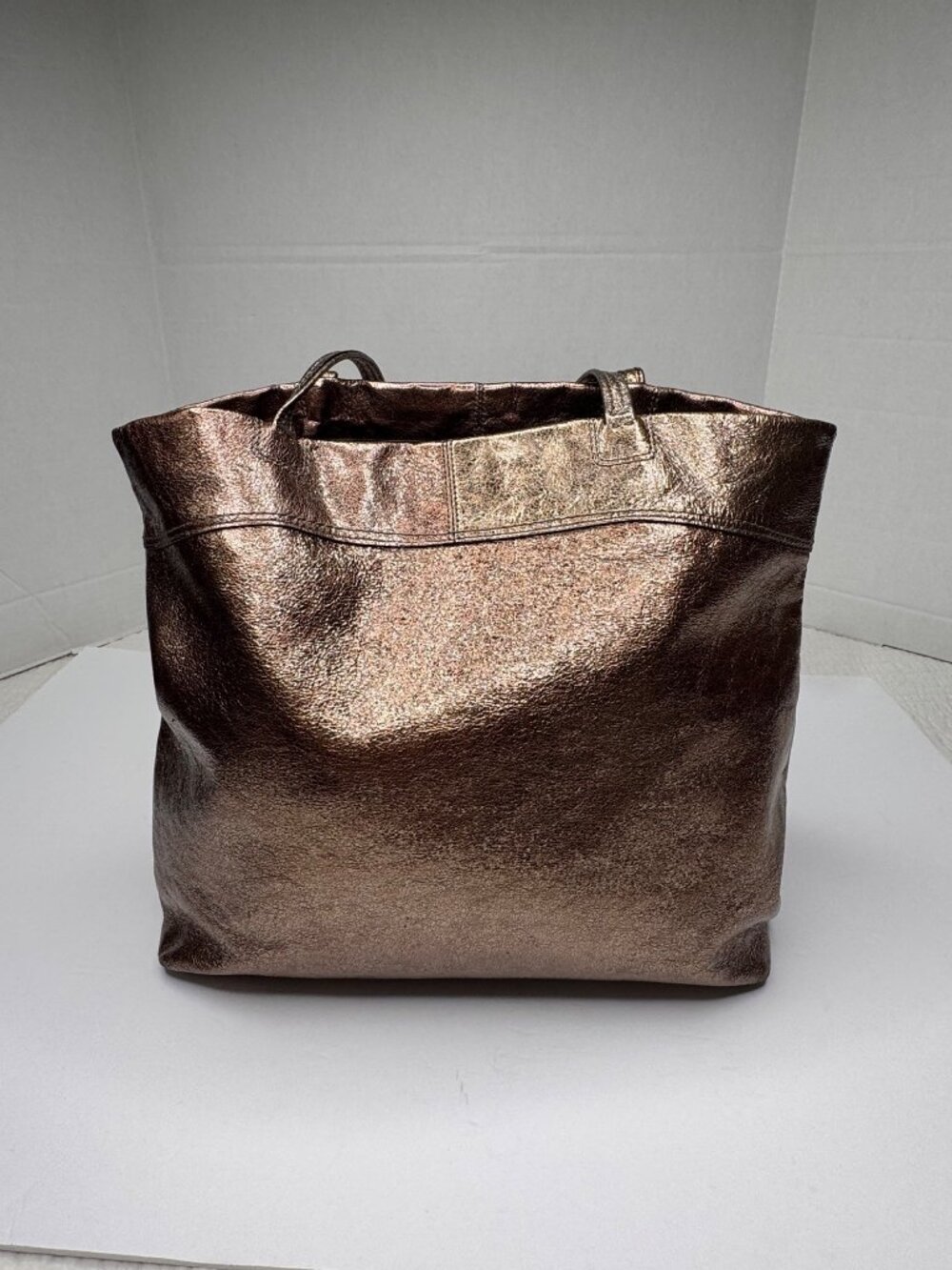 COACH Bag Op Art Julia Perry Metallic Gold Leather Laura Embossed Tote Purse - Picture 4 of 12